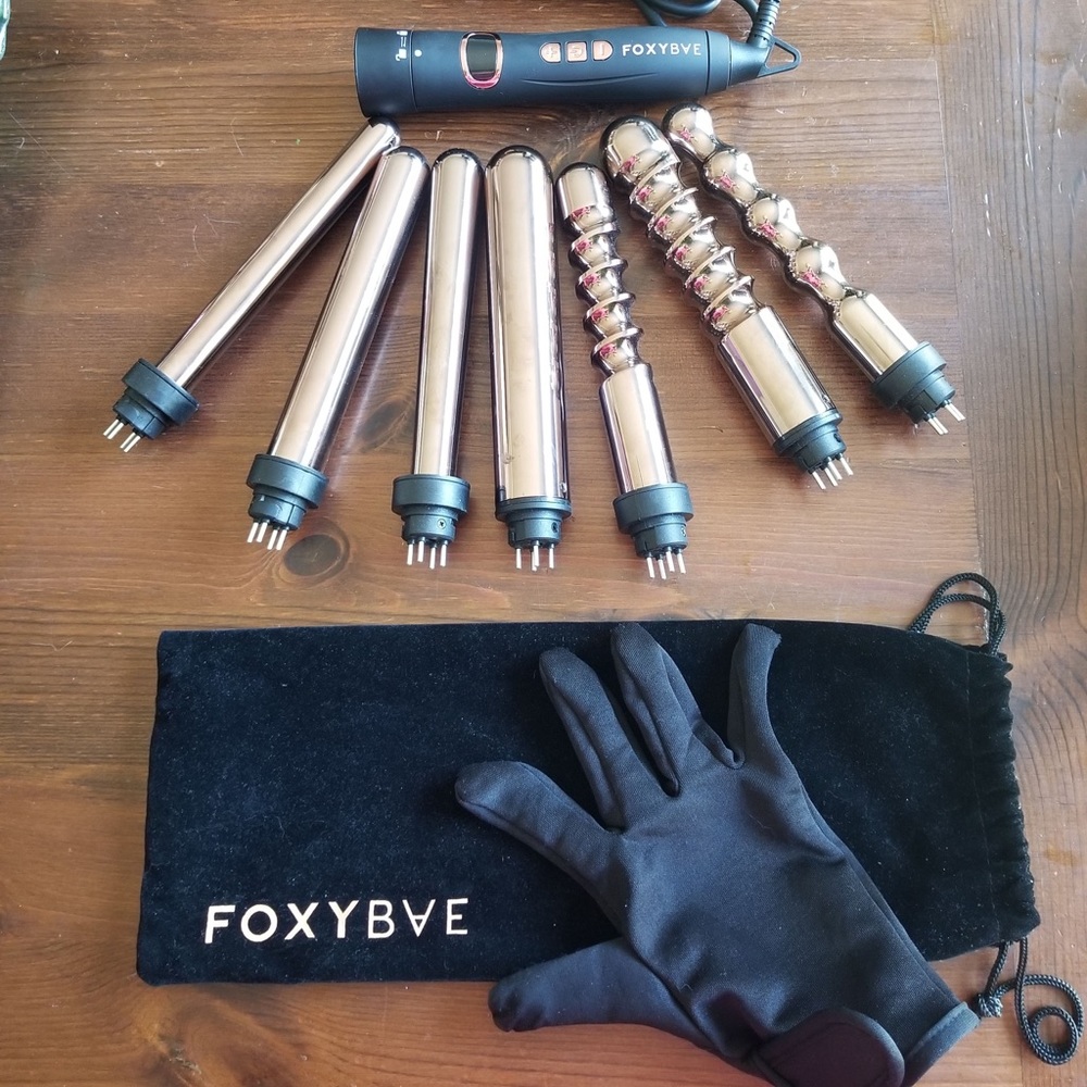 Foxybae rose gold titanium 7-in-1 curling rod